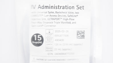 Braun 490408 IV Administration Set 15drop/mL 125In x 23ml (x)